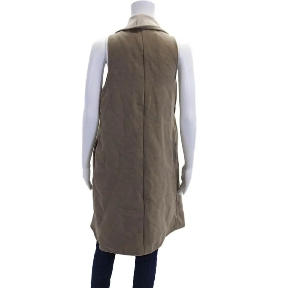 Soon Womens Open Front Knit Shawl Cardigan Sweater Vest Jacket Brown Size Small